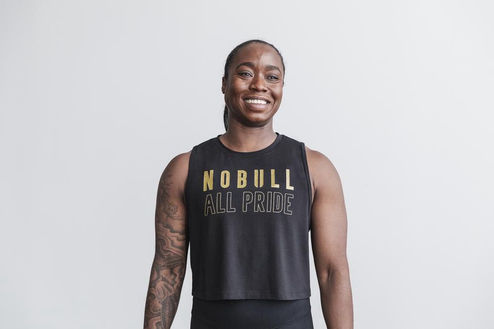 NOBULL Women's Muscle (Pride) Tank Tops - Black & Gold - Ireland (7386HMFOJ)